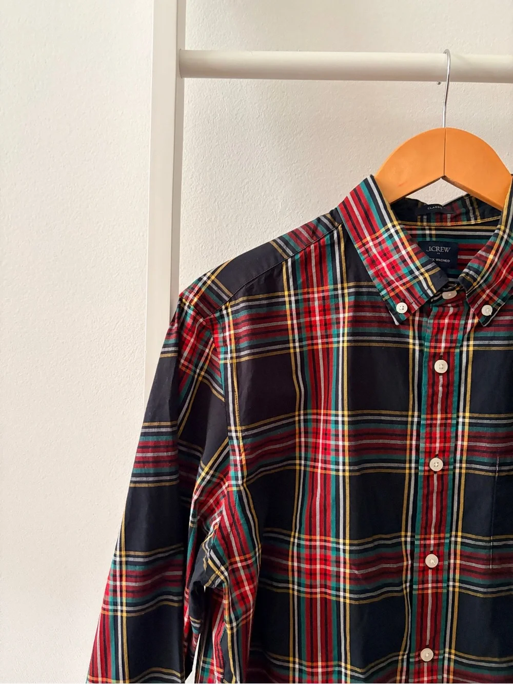 Men’s J. Crew Navy, Red & Yellow Plaid‎ Button-Down Shirt